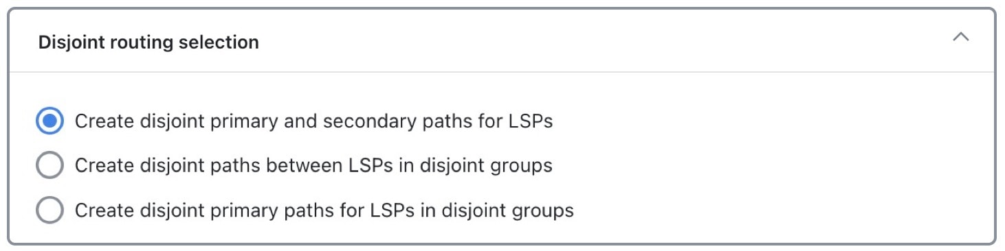 Disjoint routing selection options