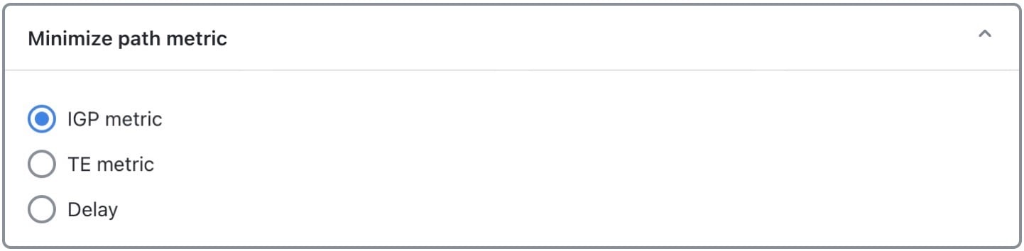Minimize path metric options