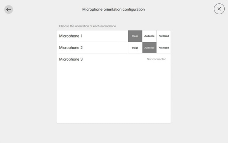 Microphone orientation configuration page