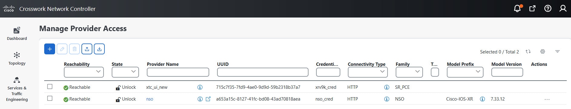 Manage providers access