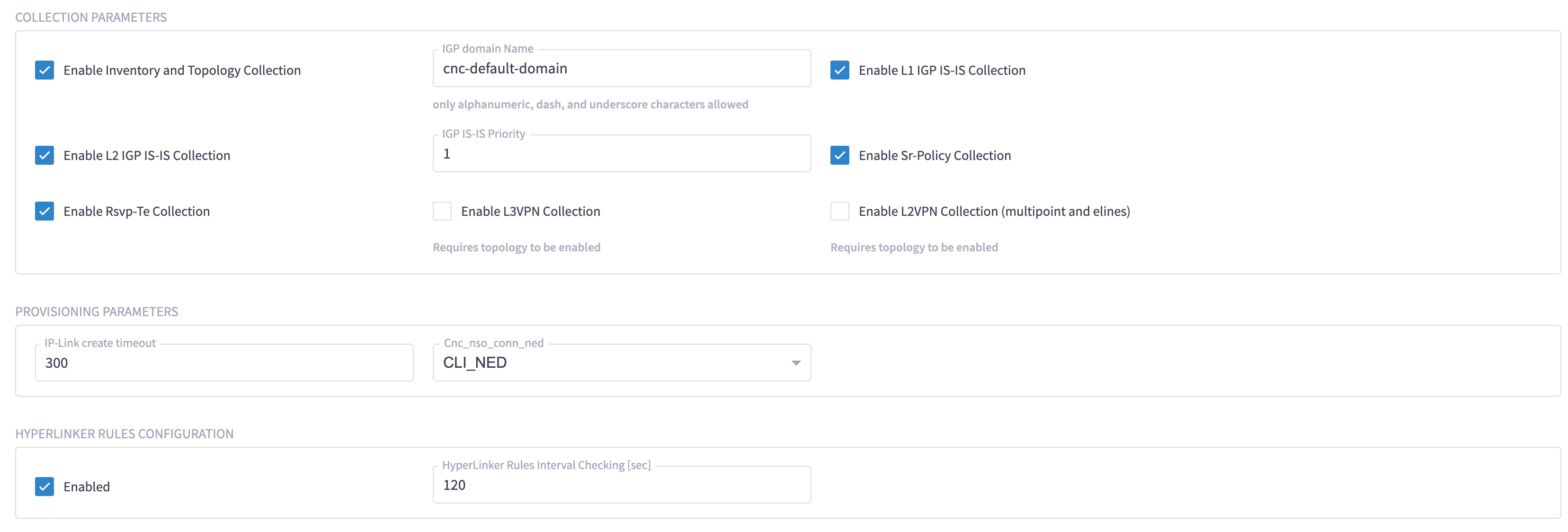 Crosswork Network Controller collection and provisioning