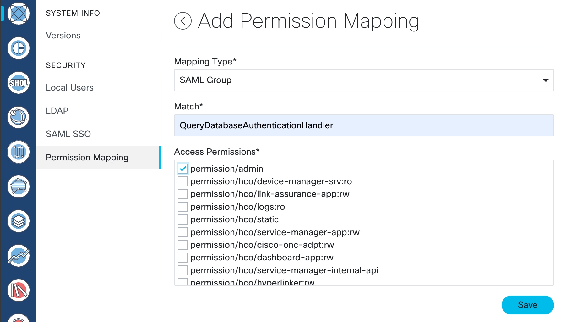 Crosswork Hierarchical Controller permission mapping sample