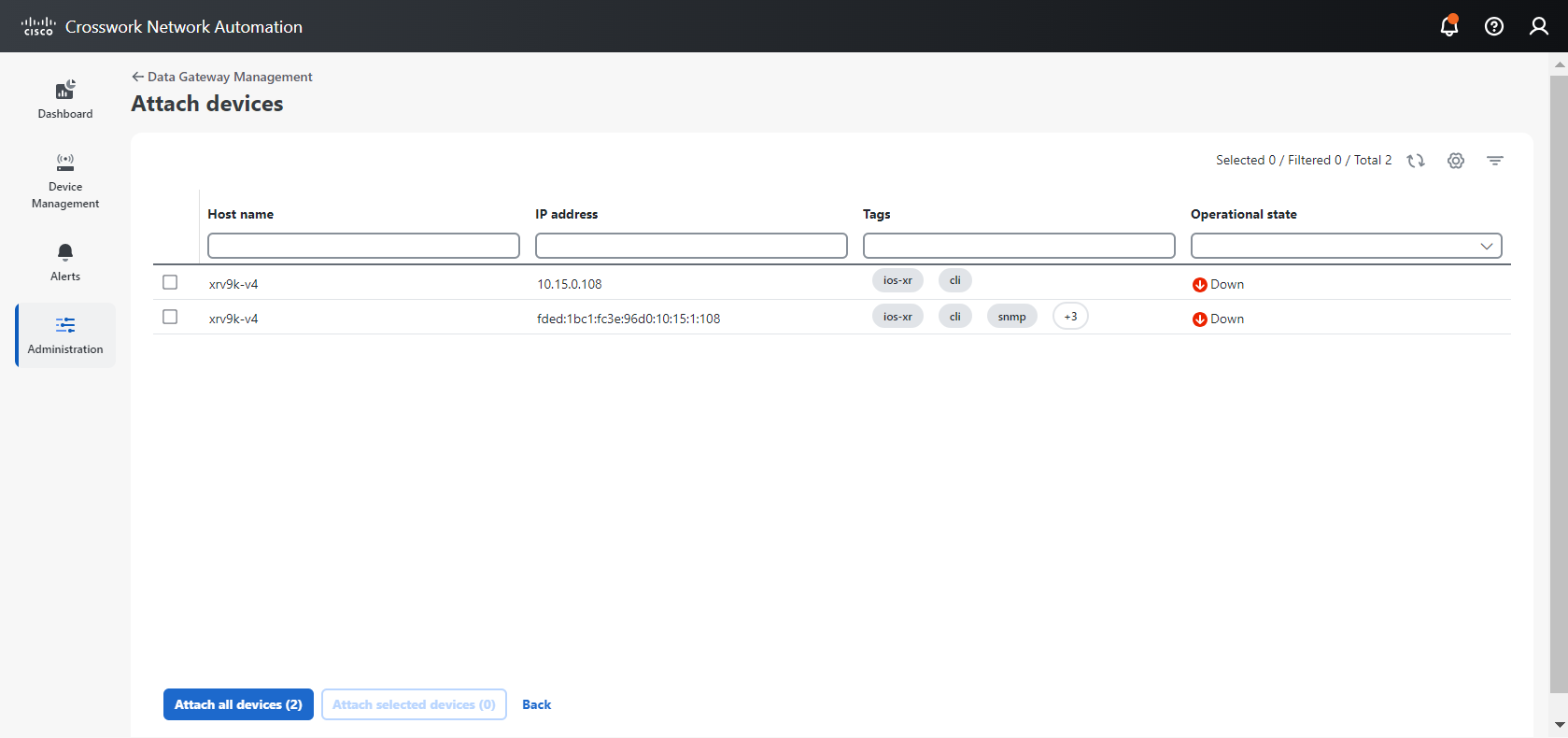Attach Devices Window