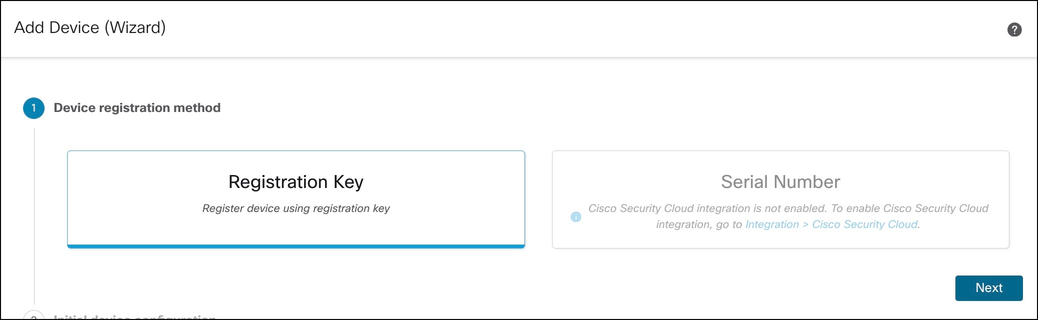 Step 1 of Add Device Wizard
