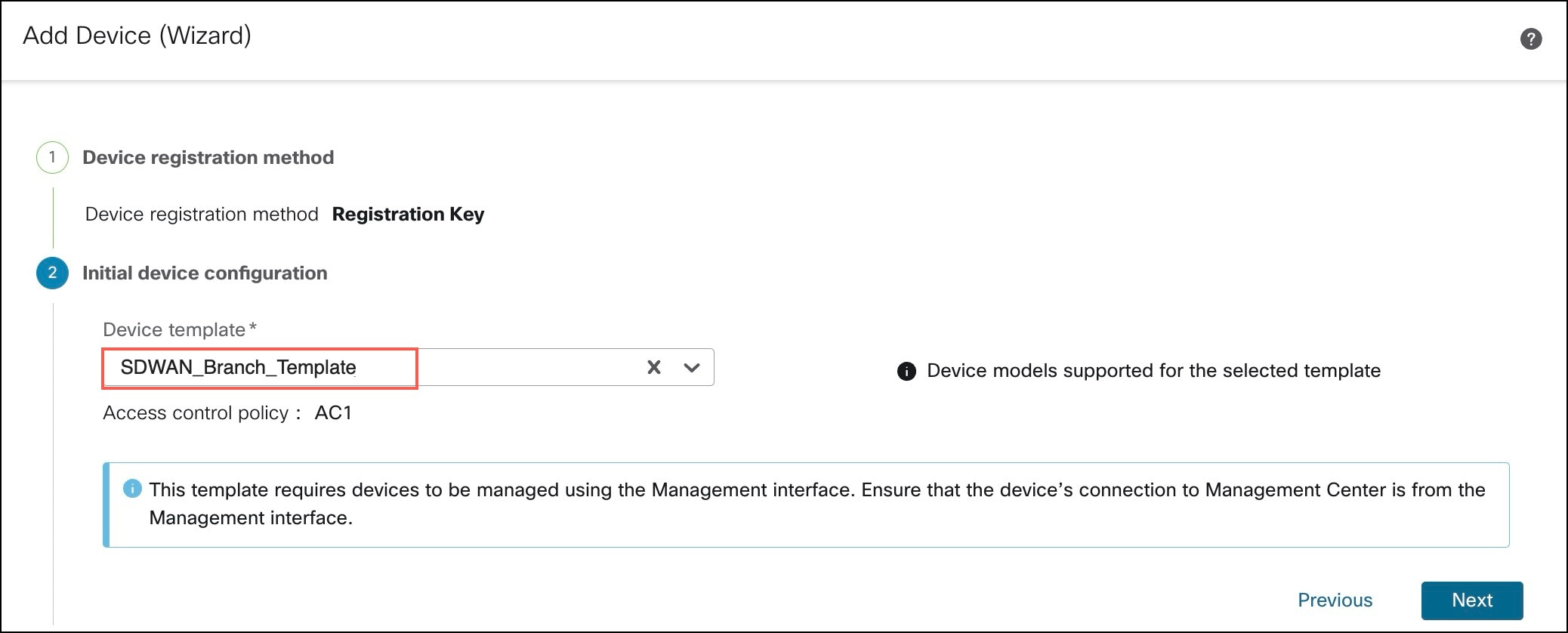 Step 2 of Add Device Wizard
