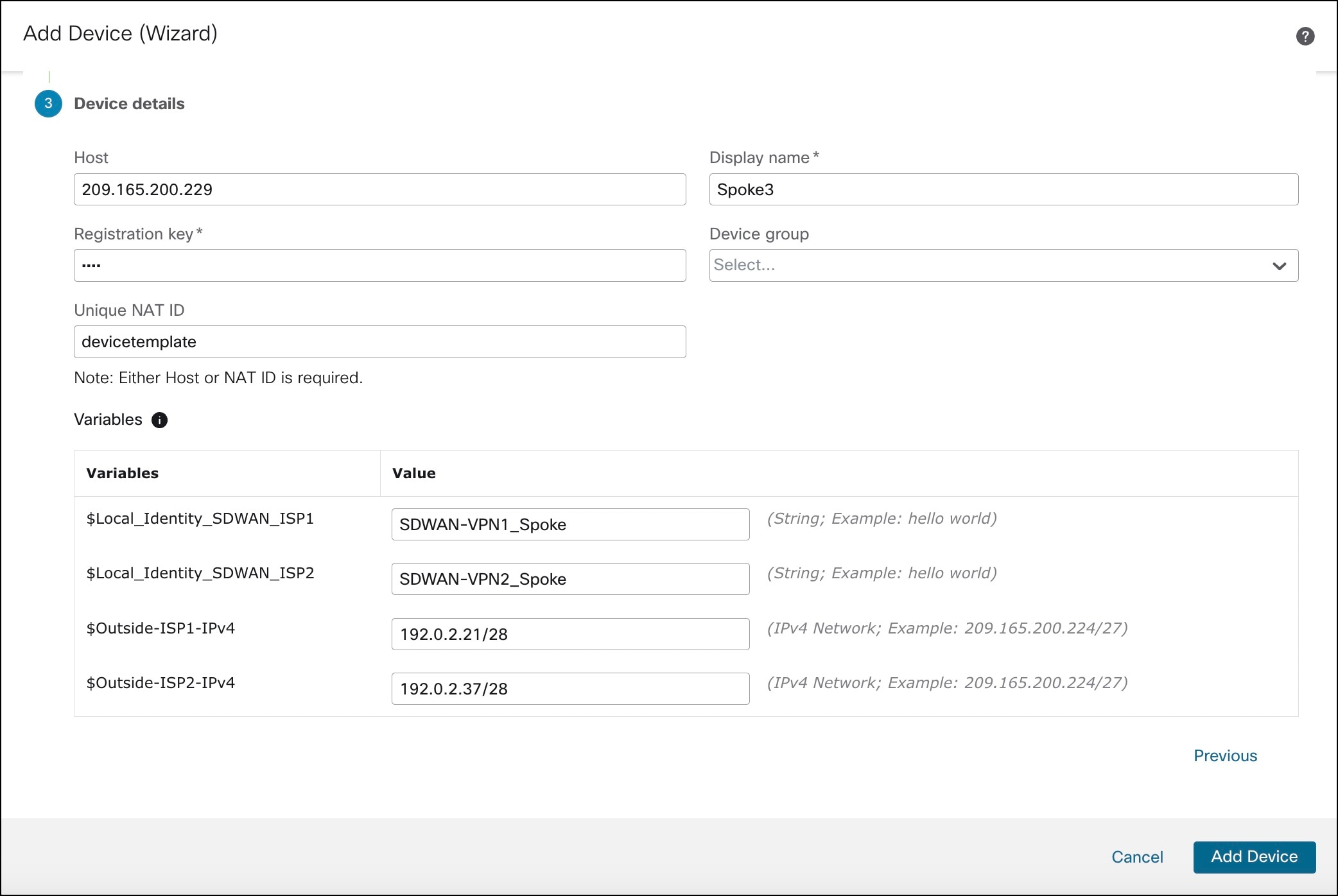 Step 3 of Add Device Wizard