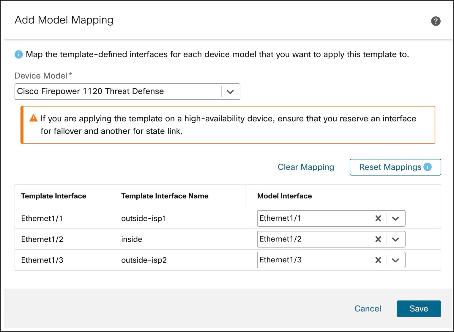 Add Model Mapping in Device Template