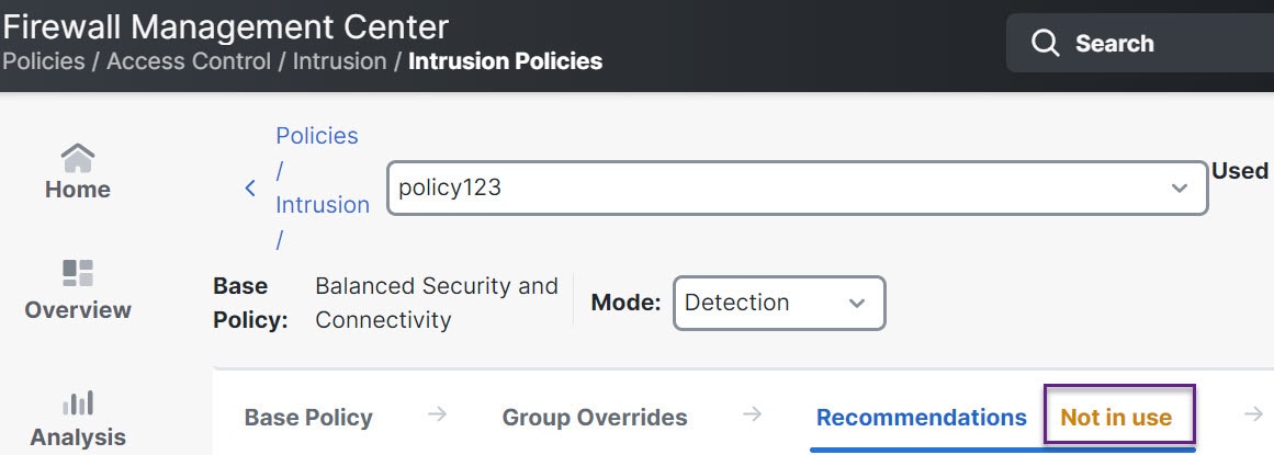 The Cisco Recommended Rules window allows users to configure the security level settings for Snort 3.