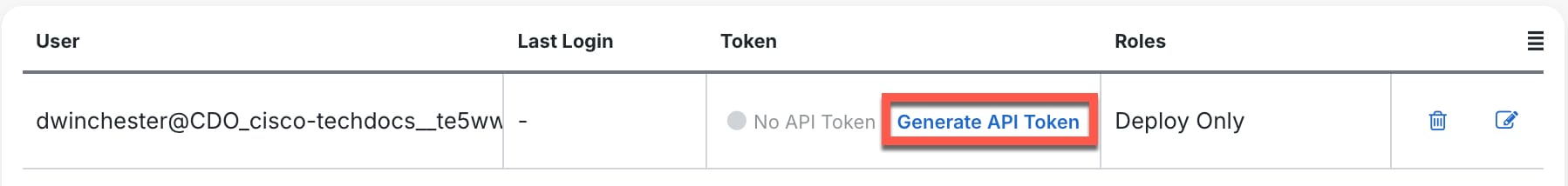 Generate API token