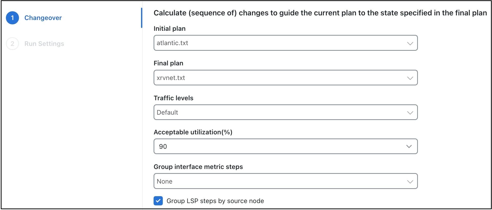 Changeover options