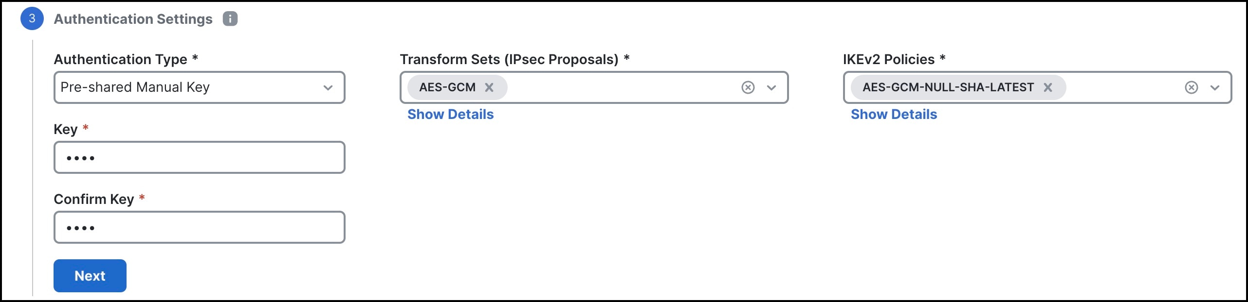 Authentication Settings in SD-WAN Wizard