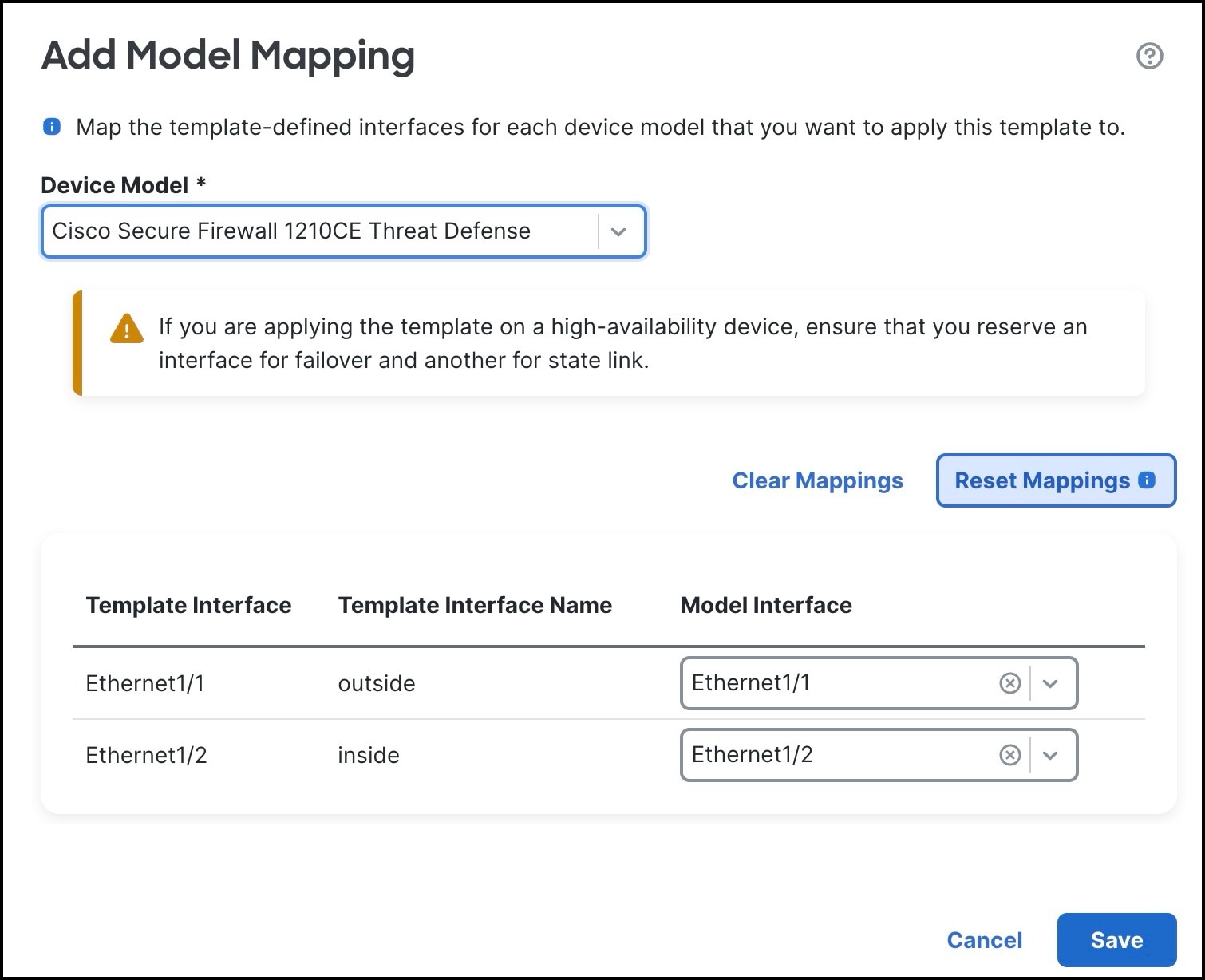 Add Model Mapping in Device Template