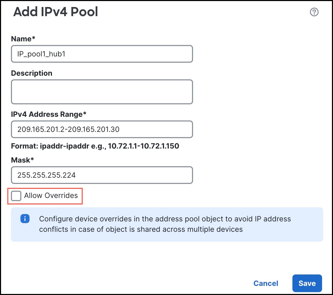 Add IP address pool dialog box