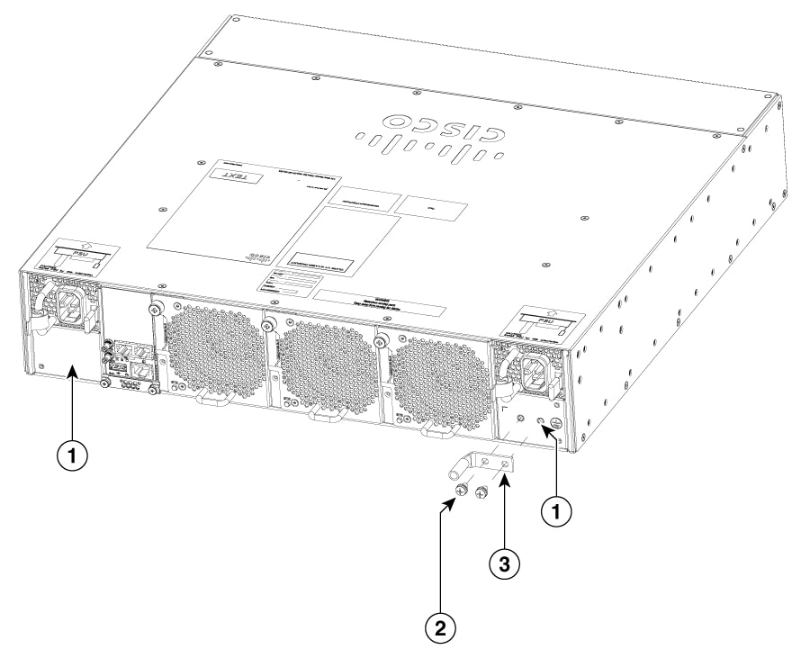 Attach the ground lug onto a 2RU switch