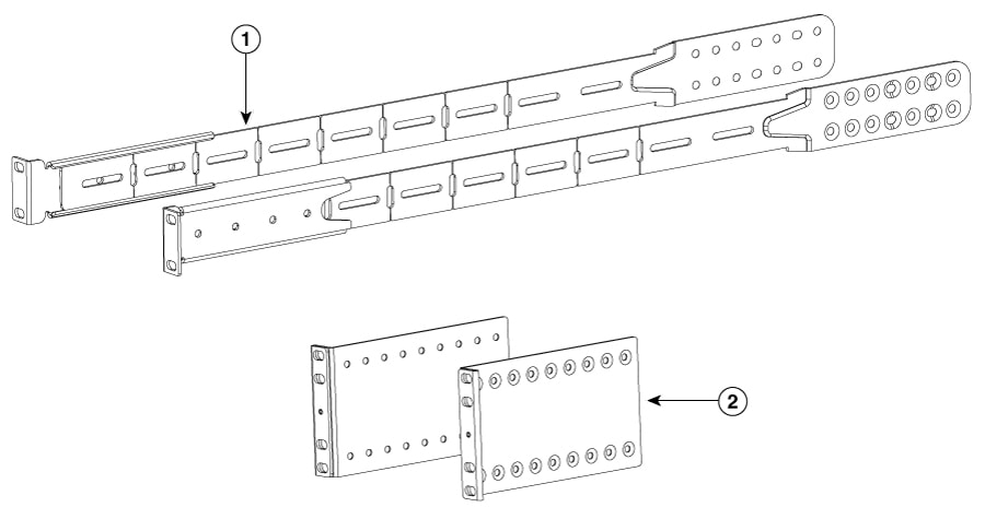 Four-post rack-mount kit for 2RU