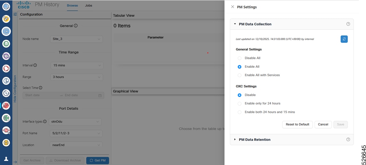 PM history data collection settings