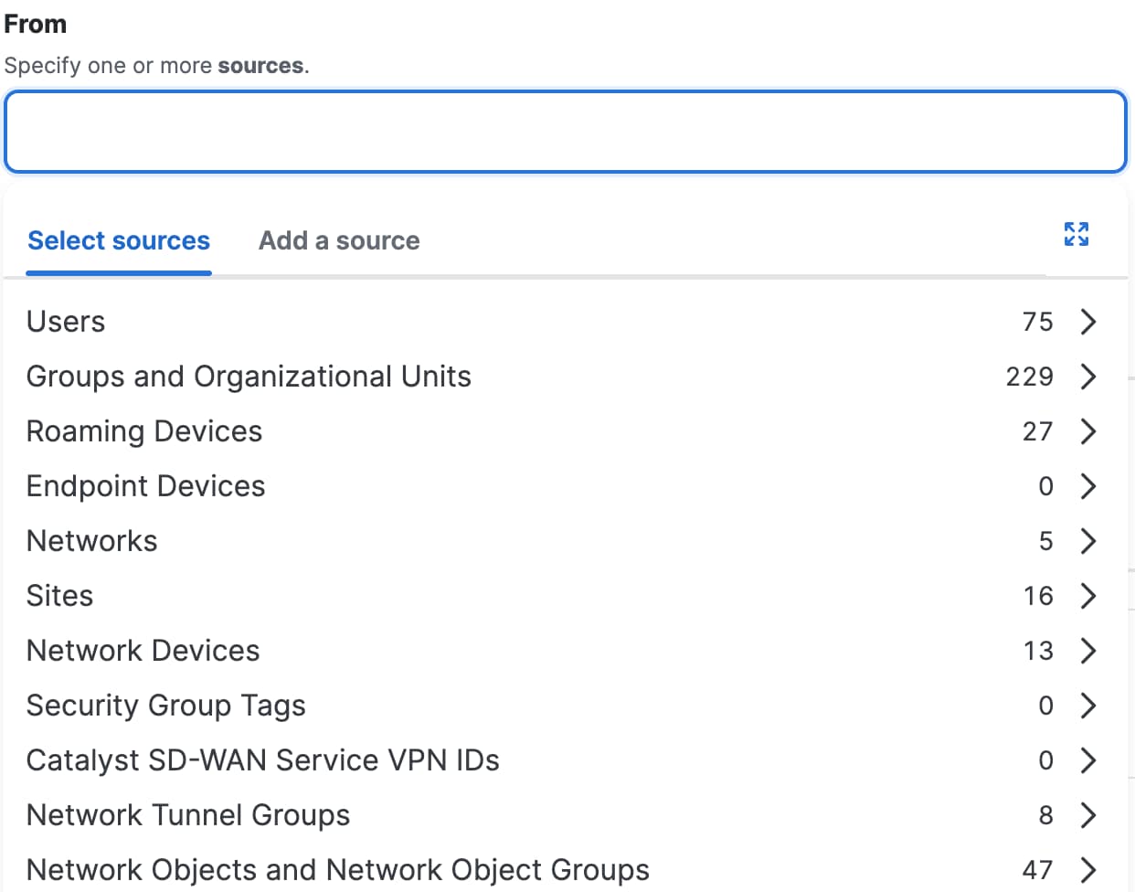 The Internet Access Rule Source Components interface.