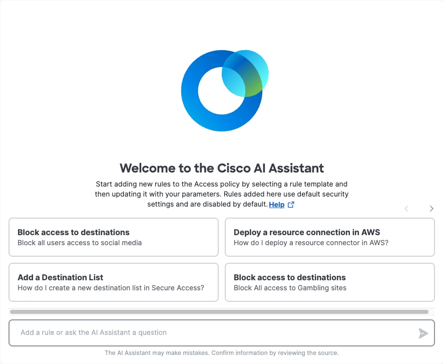 Home page of Cisco AI Assistant