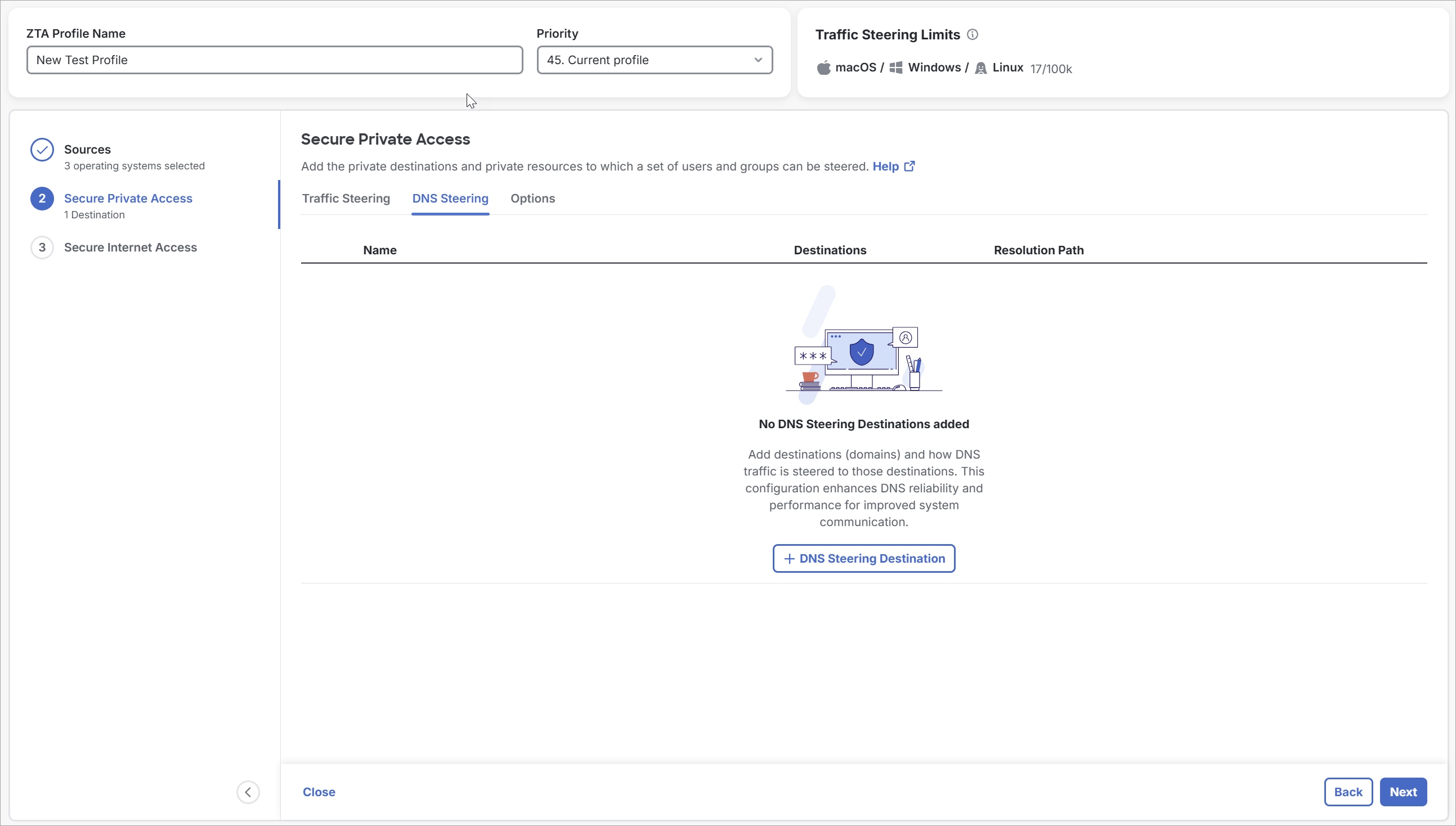 The Add Zta Profile 4 interface.