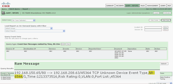 MARS query results