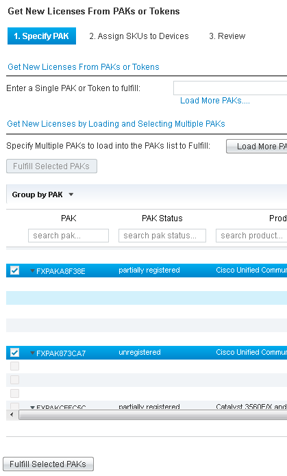 Click Fulfill Selected PAKs button to proceeed